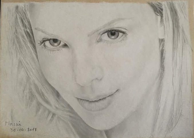 Charlize Theron - Pastelportret door Massin Art