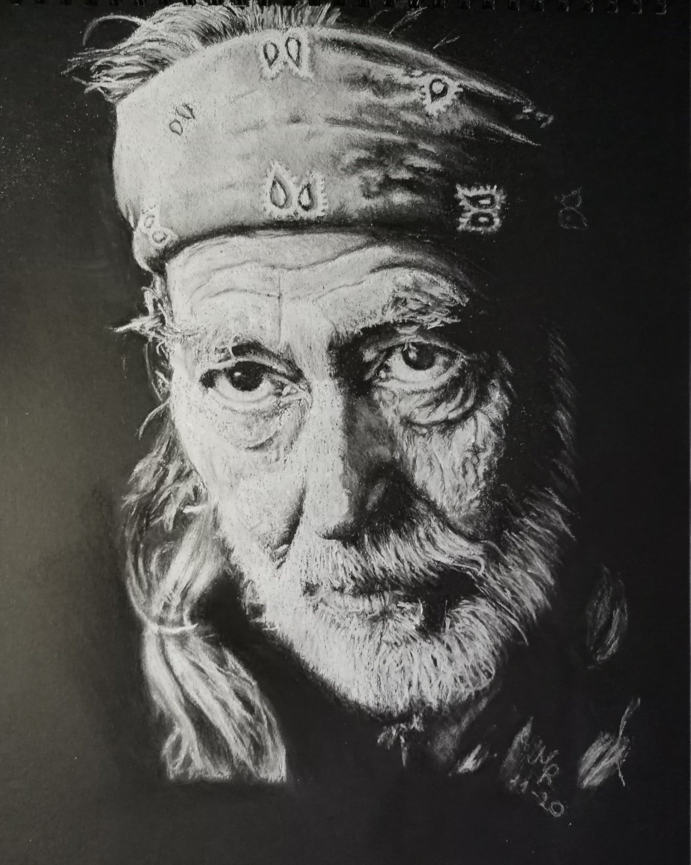 Willie Nelson - Pastelportret door Massin Art